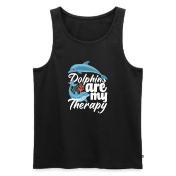 Dolphins are my therapy - Men's Premium Organic Tank Top - black - Front - AI Model Male 178 light (178cm)