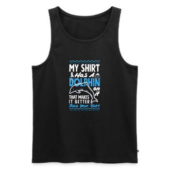 My shirt has a dolphin on it - Men's Premium Organic Tank Top - black - Front - Michal (187cm)