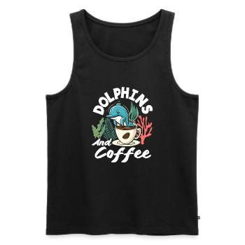 Love dolphins and coffee - Men's Premium Organic Tank Top - black - Front - AI Model Male 178 light (178cm)