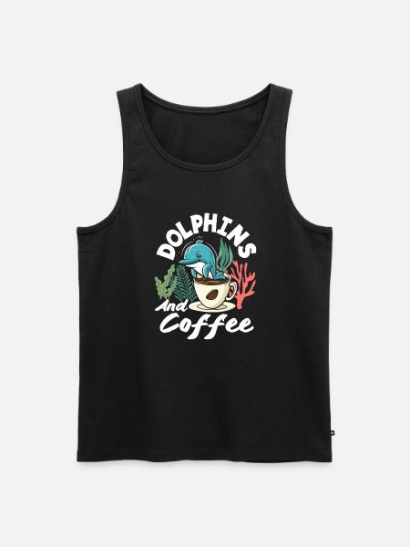 Love dolphins and coffee - Men's Premium Organic Tank Top - black