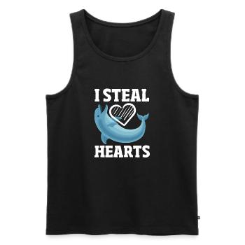 Ich Stehle Herzen Lustiger Delfin - Männer Premium Bio Tank Top - Schwarz - Vorne - Michal (187cm)