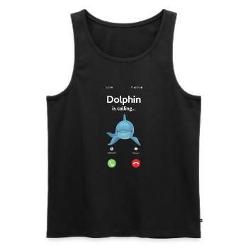 Dauphin appelant drôle d’animal motif - Débardeur bio Premium Homme - noir - Devant - Michal (187cm)