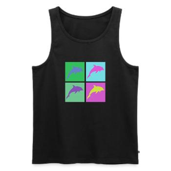 Bunte Delfine im Pop-Art Stil - Männer Premium Bio Tank Top - Schwarz - Vorne - AI Model Male 178 light (178cm)