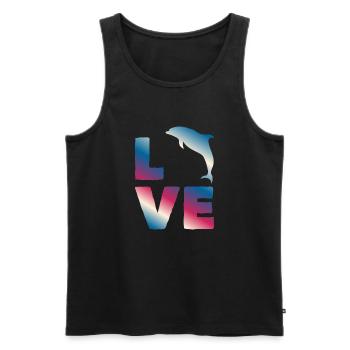 Liebe Delfin Ozean Fans Buntes Motiv - Männer Premium Bio Tank Top - Schwarz - Vorne - Michal (187cm)