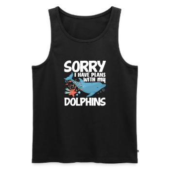 Désolé, j’ai des projets avec mes dauphins - Débardeur bio Premium Homme - noir - Devant - Michal (187cm)
