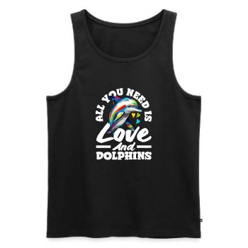 Alles Was Du Brauchst Ist Liebe Und Delfine - Männer Premium Bio Tank Top - Schwarz - Vorne - Michal (187cm)