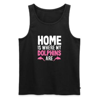 La maison est là où sont mes dauphins - Débardeur bio Premium Homme - noir - Devant - Michal (187cm)