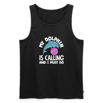 Mein Delfin Ruft Und Ich Muss Gehen - Männer Premium Bio Tank Top - Schwarz - Vorne - Michal (187cm)