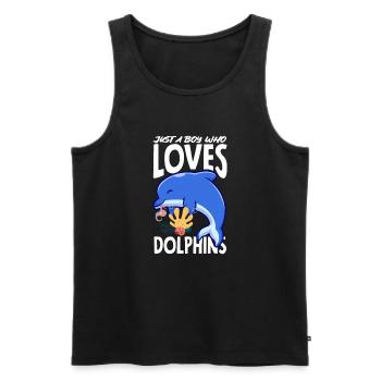 A boy who loves dolphins - Men's Premium Organic Tank Top - black - Front - Michal (187cm)