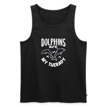Dolphins are my therapy - Men's Premium Organic Tank Top - black - Front - AI Model Male 178 light (178cm)