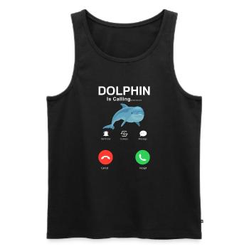 Dolphin Calls Humorous Graphic - Men's Premium Organic Tank Top - black - Front - Michal (187cm)