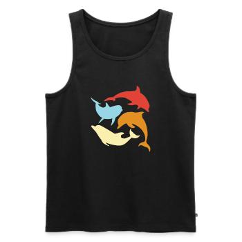 Bunte Delfine Kreisel Meer Motiv - Männer Premium Bio Tank Top - Schwarz - Vorne - AI Model Male 178 light (178cm)