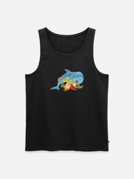 Dolphin with beautiful flowers - Men's Premium Organic Tank Top - black