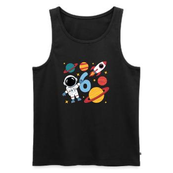 6th Birthday Boys 6 Years Astronaut Birthday - Men's Premium Organic Tank Top - black - Front - Michal (187cm)