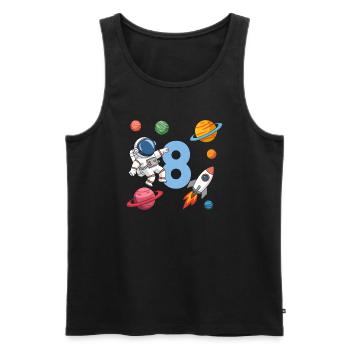 8ème anniversaire Garçons 8 ans Astronaute Anniversaire - Débardeur bio Premium Homme - noir - Devant - Michal (187cm)