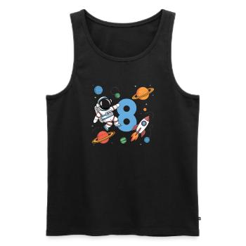8ème anniversaire Garçons 8 ans Astronaute Anniversaire - Débardeur bio Premium Homme - noir - Devant - Michal (187cm)