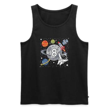 8ème anniversaire Garçons 8 ans Astronaute Anniversaire - Débardeur bio Premium Homme - noir - Devant - Michal (187cm)