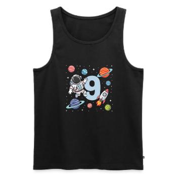 9e anniversaire garçons 9 ans astronaute anniversaire - Débardeur bio Premium Homme - noir - Devant - Michal (187cm)