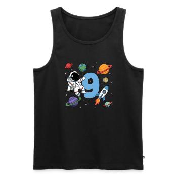 9e anniversaire garçons 9 ans astronaute anniversaire - Débardeur bio Premium Homme - noir - Devant - Michal (187cm)