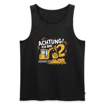 2. Geburtstag Junge 2 Jahre Bagger Baustelle - Männer Premium Bio Tank Top - Schwarz - Vorne - Michal (187cm)