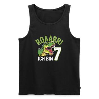 7th Birthday 7 Years Dino Dinosaur Fan - Men's Premium Organic Tank Top - black - Front - Michal (187cm)