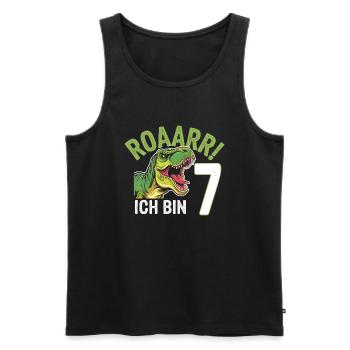 7th Birthday 7 Years Dino Dinosaur Fan - Men's Premium Organic Tank Top - black - Front - Michal (187cm)