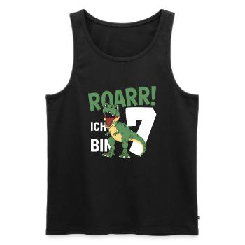 7th Birthday 7 Years Dino Dinosaur Fan - Men's Premium Organic Tank Top - black - Front - Michal (187cm)