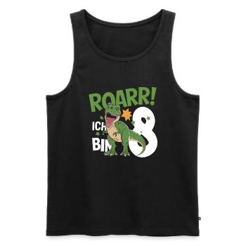 8e anniversaire 8 ans Dino Dinosaur Fan - Débardeur bio Premium Homme - noir - Devant - Michal (187cm)