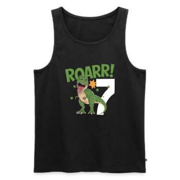 7th Birthday 7 Years Dino Dinosaur Fan - Men's Premium Organic Tank Top - black - Front - Michal (187cm)