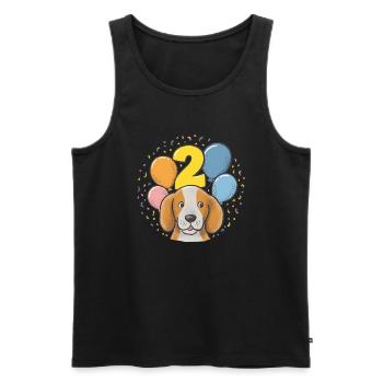 2. Geburtstag Hund Hündchen Kindergeburtstag - Männer Premium Bio Tank Top - Schwarz - Vorne - Michal (187cm)