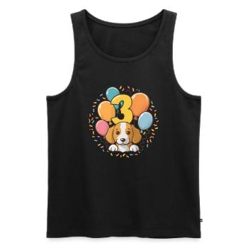 3. Geburtstag Hund Hündchen Kindergeburtstag - Männer Premium Bio Tank Top - Schwarz - Vorne - Michal (187cm)