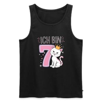 7e anniversaire chat chaton fête d’anniversaire des enfants - Débardeur bio Premium Homme - noir - Devant - Michal (187cm)