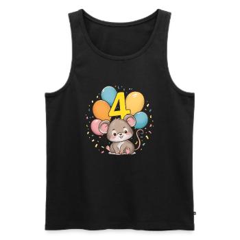 4th Birthday Mouse Children's Birthday Party - Men's Premium Organic Tank Top - black - Front - Michal (187cm)