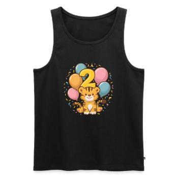 2nd Birthday Tiger Children's Birthday Party - Men's Premium Organic Tank Top - black - Front - Michal (187cm)