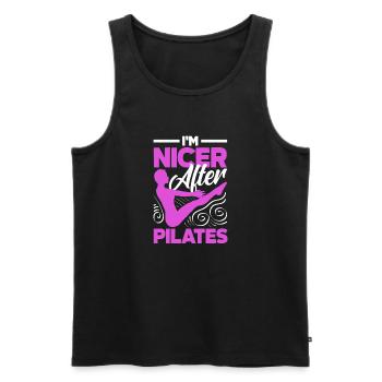 I'm nicer after Pilates exercise - Men's Premium Organic Tank Top - black - Front - Michal (187cm)