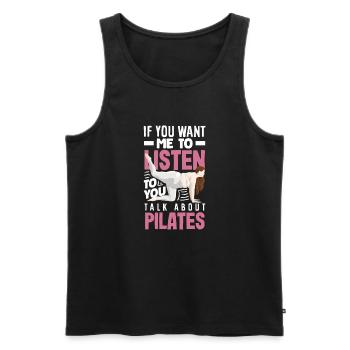Si vous le souhaitez, parlez de Pilates - Débardeur bio Premium Homme - noir - Devant - AI Model Male 178 light (178cm)