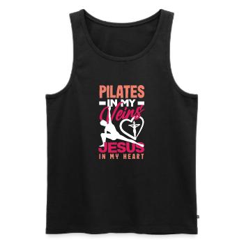 Le Pilates dans mes veines, Jésus dans mon cœur - Débardeur bio Premium Homme - noir - Devant - AI Model Male 178 light (178cm)