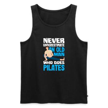 Never underestimate an old man of Pilates - Men's Premium Organic Tank Top - black - Front - Michal (187cm)