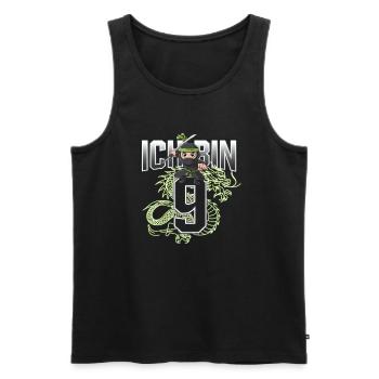 T-shirt d’anniversaire ninja J’ai 9 ans - Débardeur bio Premium Homme - noir - Devant - Michal (187cm)