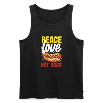 Peace Love Hot Dogs for Connoisseurs - Men's Premium Organic Tank Top - black - Front - Michal (187cm)