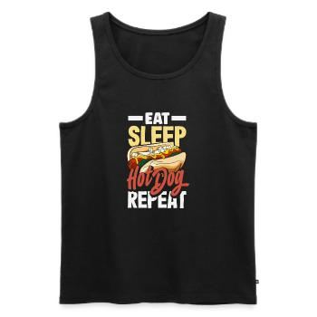 Eat Sleep Hot Dog Repeat Snack Fun - Men's Premium Organic Tank Top - black - Front - AI Model Male 178 light (178cm)