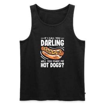 Hot dogs for hungry darlings - Men's Premium Organic Tank Top - black - Front - AI Model Male 178 light (178cm)