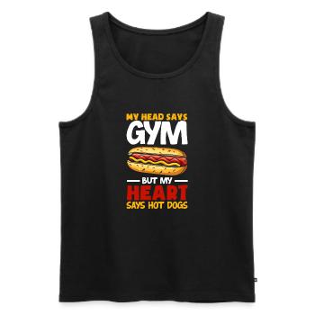 Mon cœur dit hot-dog au lieu de fitness - Débardeur bio Premium Homme - noir - Devant - Michal (187cm)