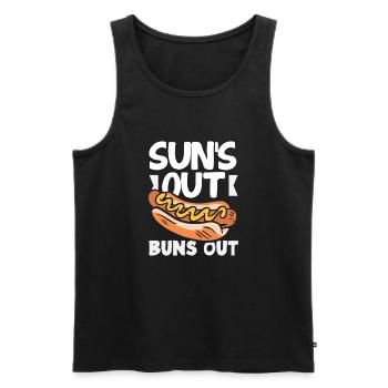Sun Shines Hot Dog Fun - Men's Premium Organic Tank Top - black - Front - Michal (187cm)