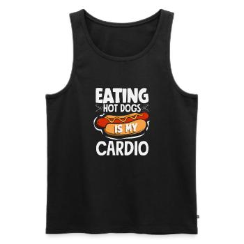 Hot Dog Love : la nourriture est mon plaisir cardio - Débardeur bio Premium Homme - noir - Devant - Michal (187cm)