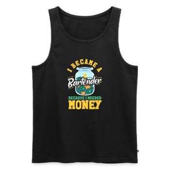 Funny Bartender Saying Bartender Gift - Men's Premium Organic Tank Top - black - Front - AI Model Male 178 light (178cm)