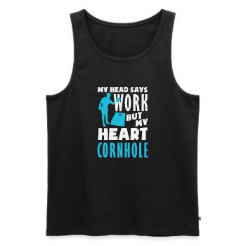 Funny Cornhole Player Gift - Men's Premium Organic Tank Top - black - Front - AI Model Male 178 light (178cm)