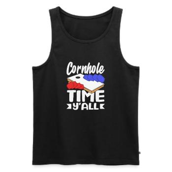 Funny Cornhole Player Gift - Men's Premium Organic Tank Top - black - Front - AI Model Male 178 light (178cm)