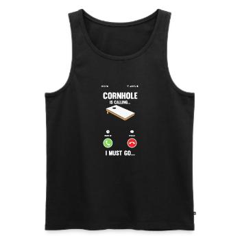 Funny Cornhole Player Gift - Men's Premium Organic Tank Top - black - Front - AI Model Male 178 light (178cm)