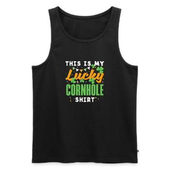 Funny Cornhole Player Gift - Men's Premium Organic Tank Top - black - Front - AI Model Male 178 light (178cm)